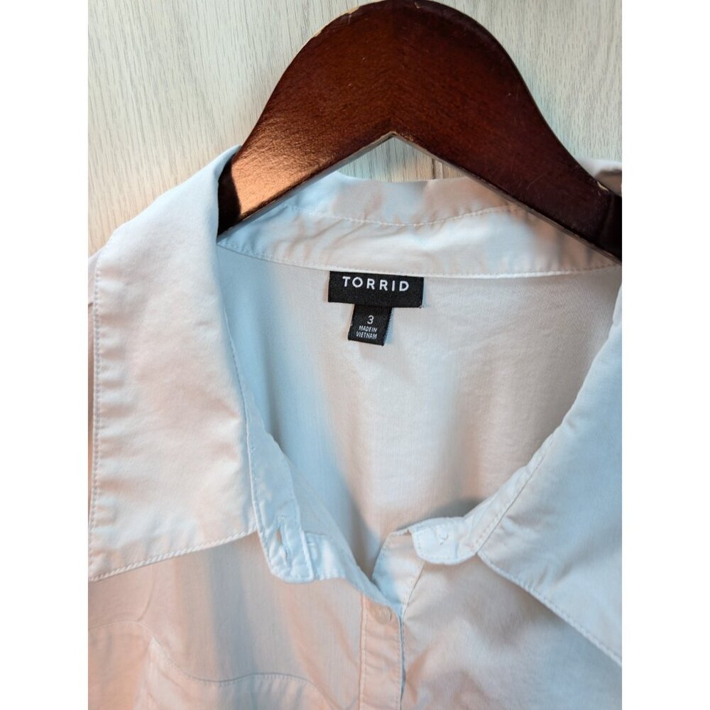 Torrid Womens Poplin Corset Detail Smocked Back Button Up Shirt Babydoll Sz 3X - Picture 4 of 7
